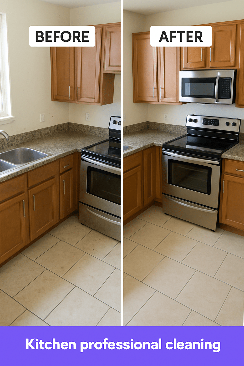 Kitchen before and after deep move out cleaning tenants vs landlords