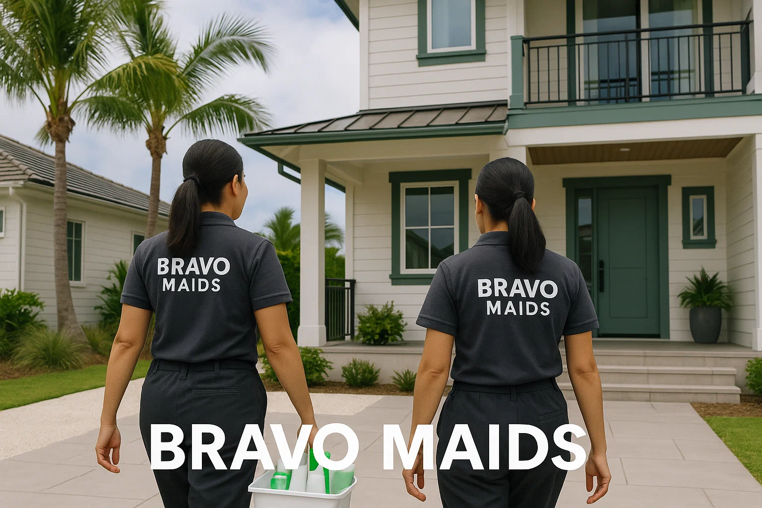 Bravo Maids cleaning team arriving at a Torrey Pines luxury home for scheduled service