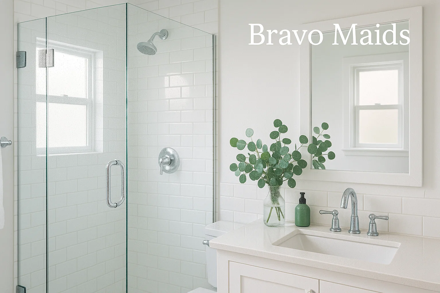 Deep eco-friendly bathroom cleaning in San Diego condo by Bravo Maids