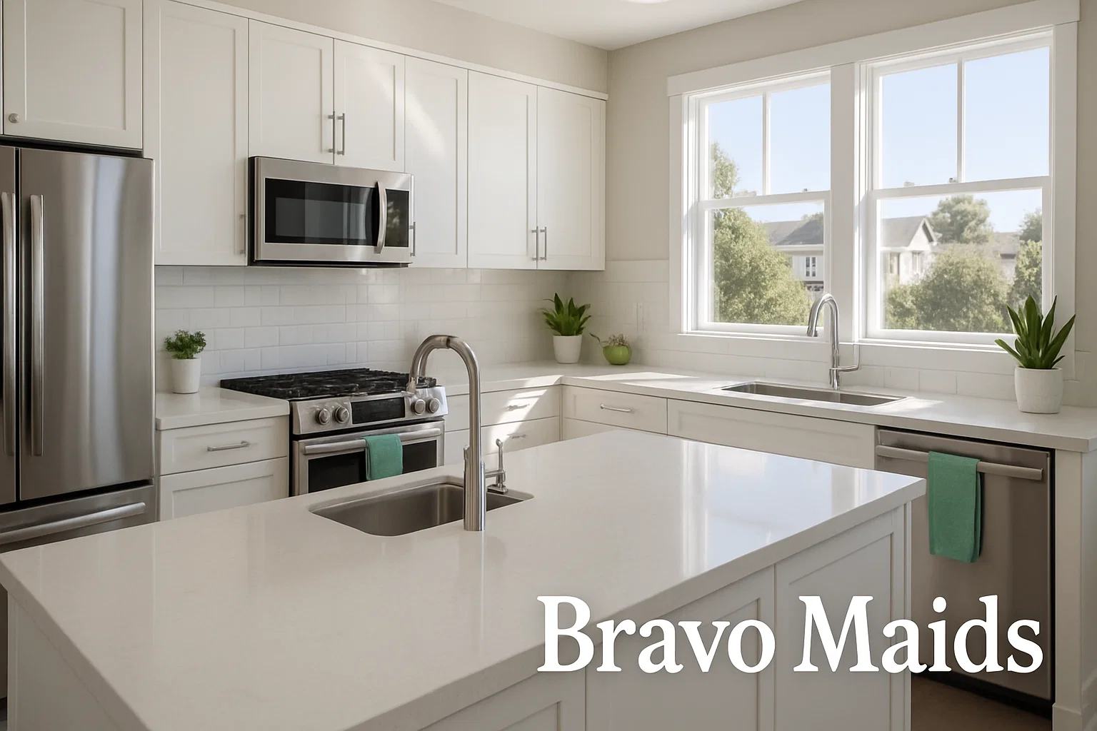 San Diego modern kitchen sparkling after Bravo Maids cleaning