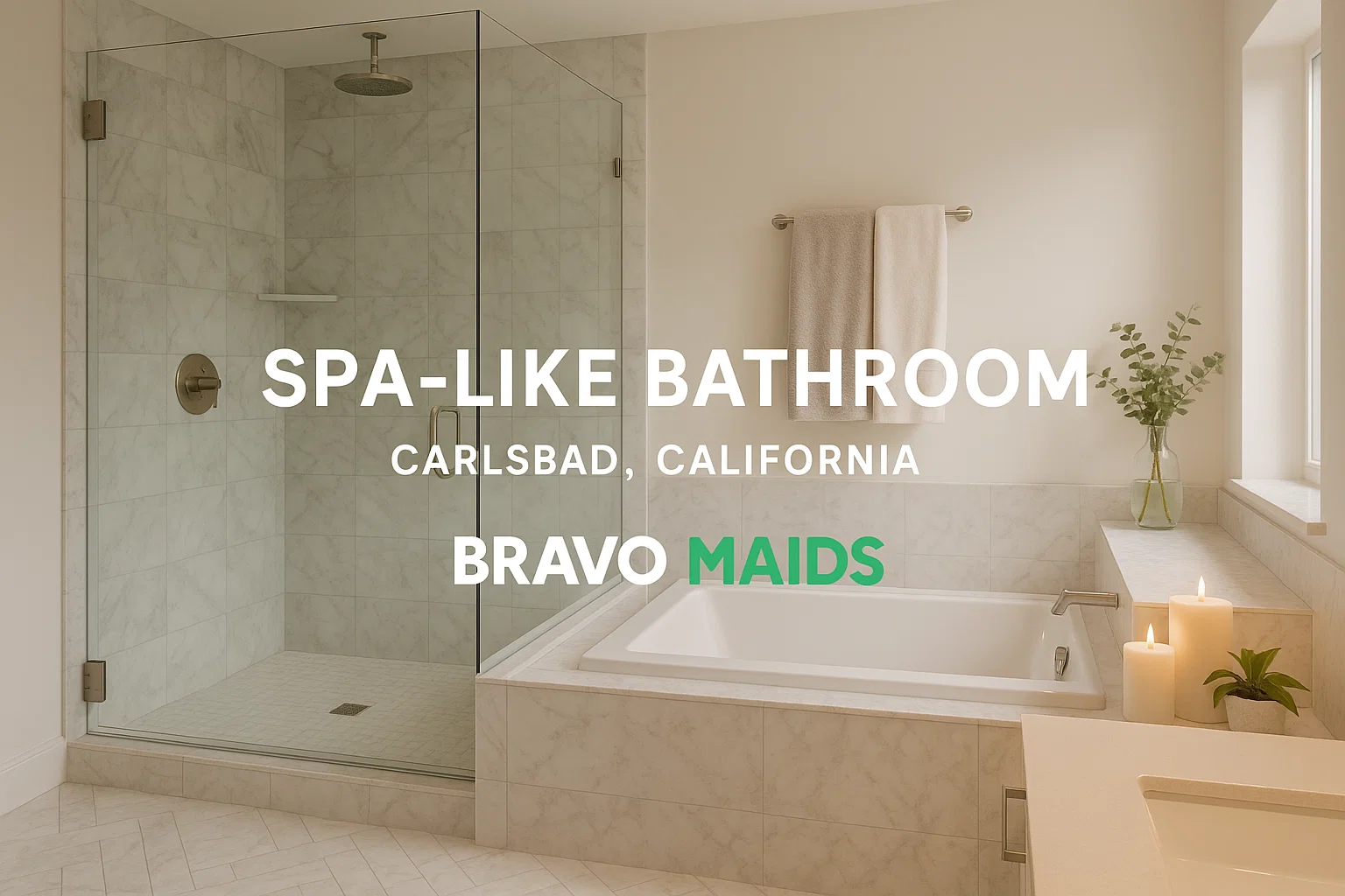 Carlsbad house cleaning services spa bathroom marble tiles pristine clean