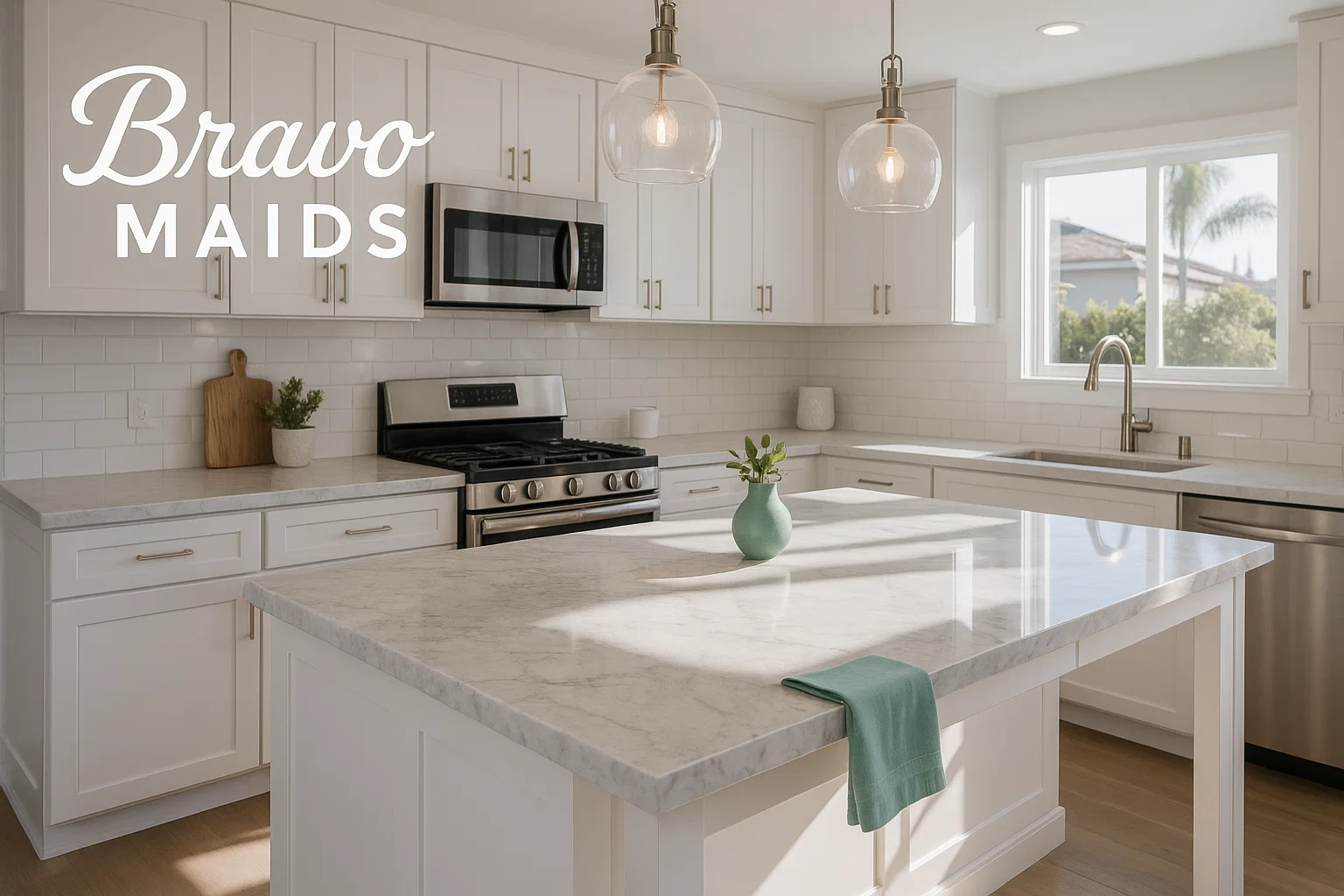 Monthly cleaning service San Diego modern kitchen with spotless countertops
