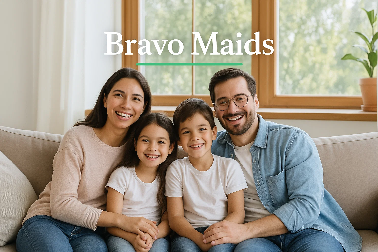 Happy San Diego family enjoying freshly cleaned home