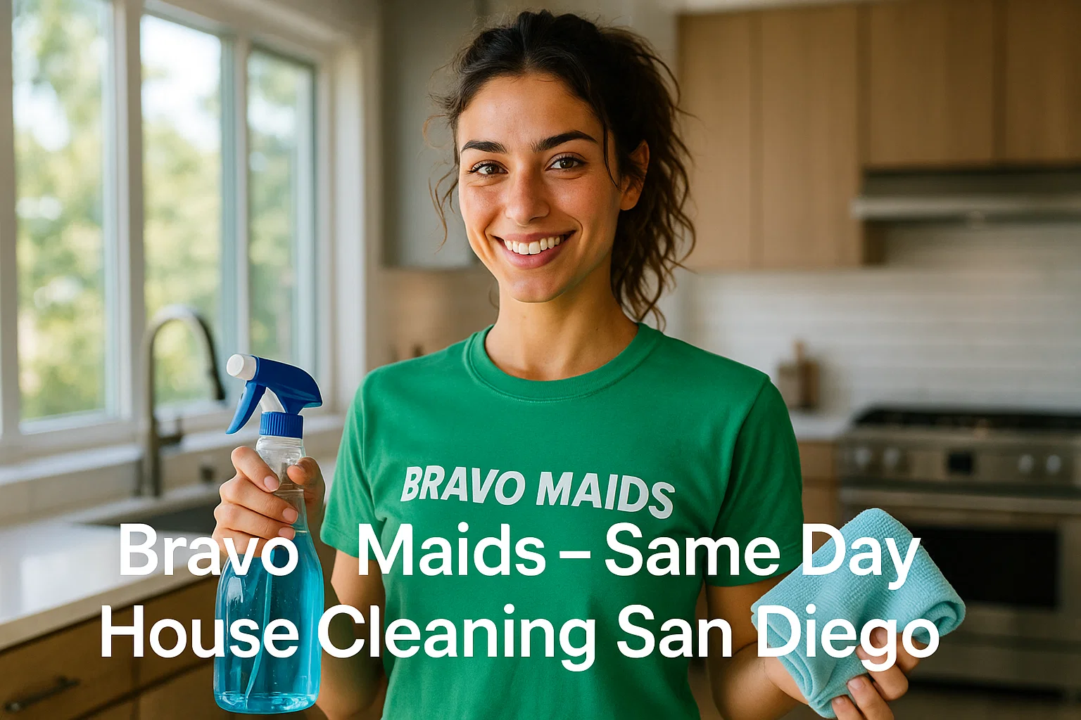 Professional cleaner performing same-day house cleaning in a modern San Diego home