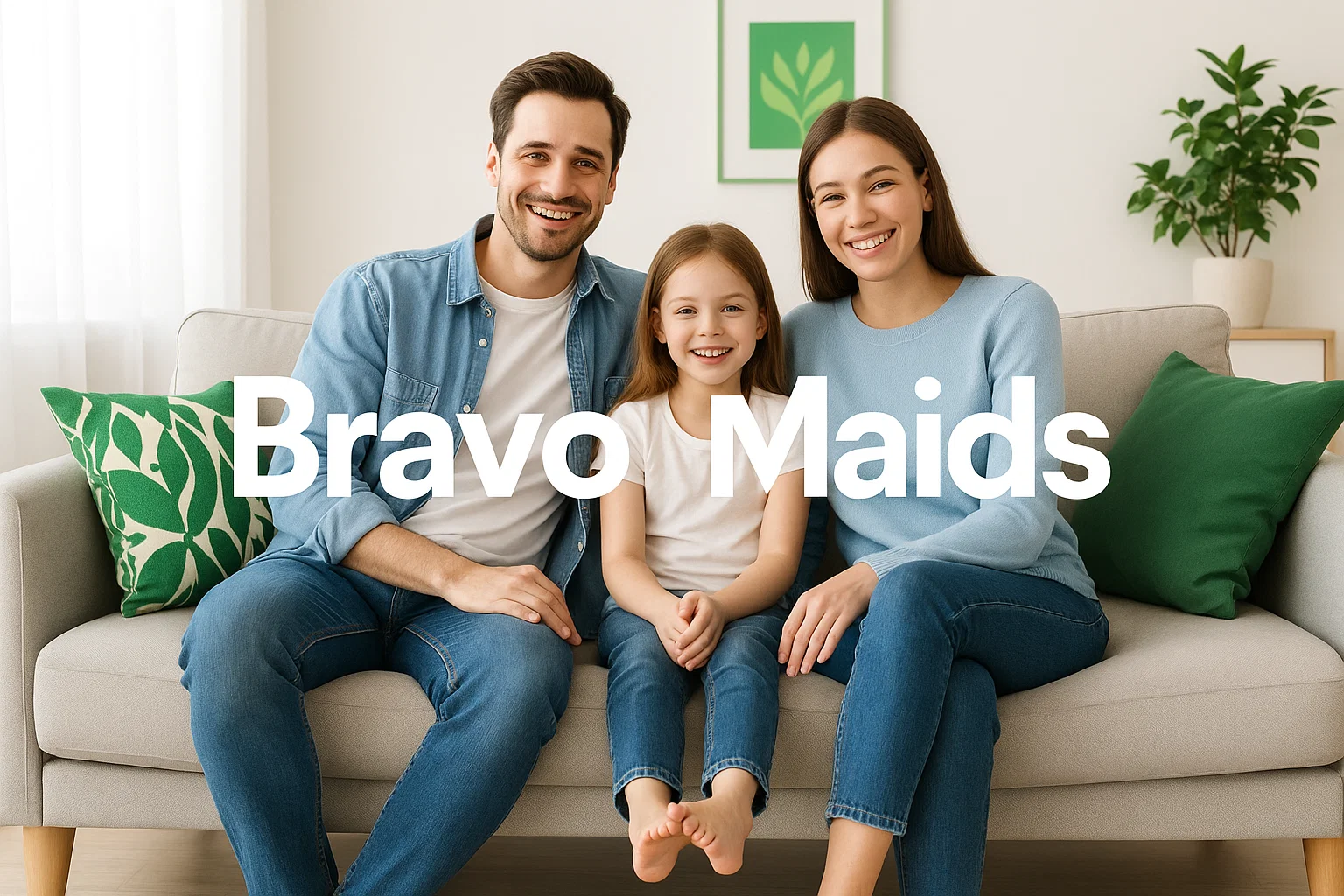 Family relaxing in their clean San Diego living room after recurring cleaning