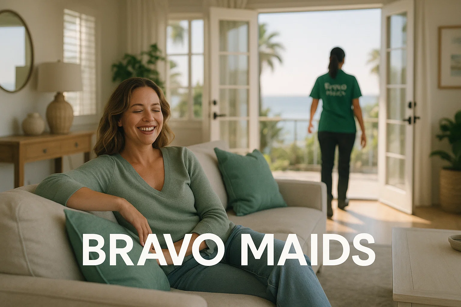 Enjoy the Results — Fresh, Bright Living Room La Jolla homeowner enjoying a freshly cleaned living room filled with coastal light