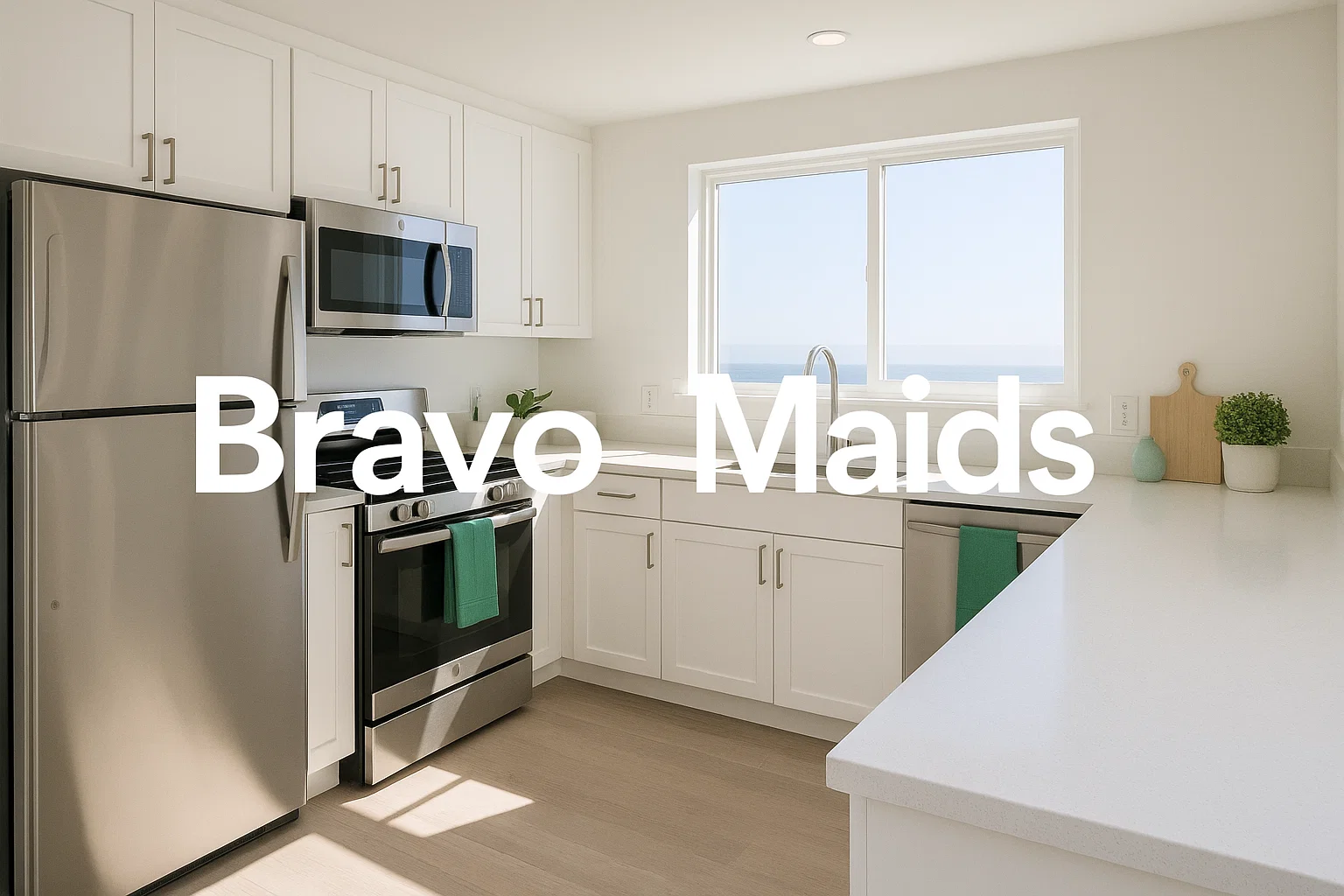 After Deep Clean — La Jolla Kitchen Pristine modern La Jolla kitchen after a deep cleaning by Bravo Maids