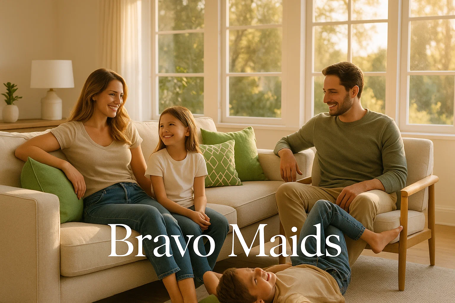 Family enjoying a freshly cleaned San Diego home on their schedule – Bravo Maids flexible local cleaners
