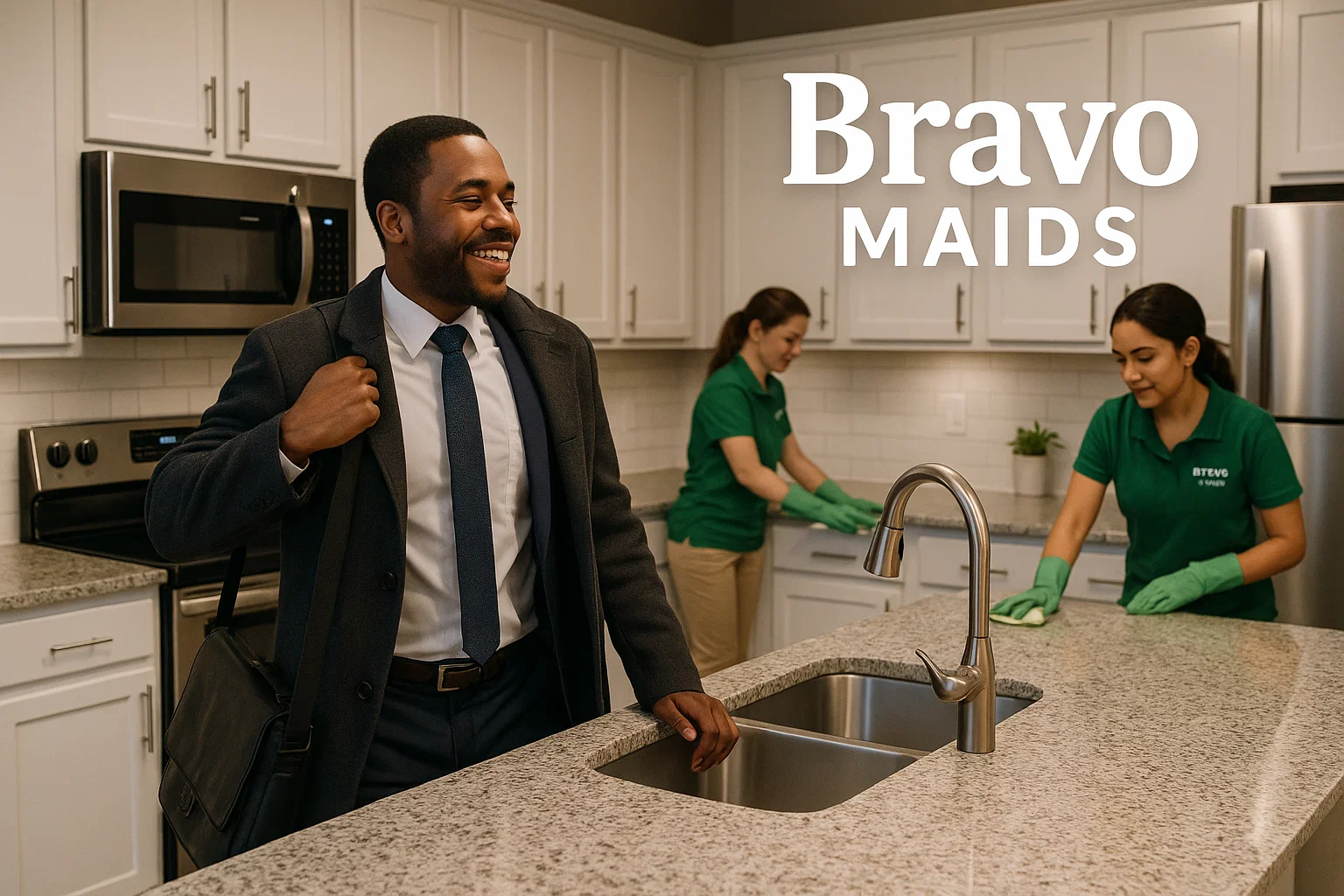 Bravo Maids cleaner providing flexible evening kitchen cleaning in San Diego