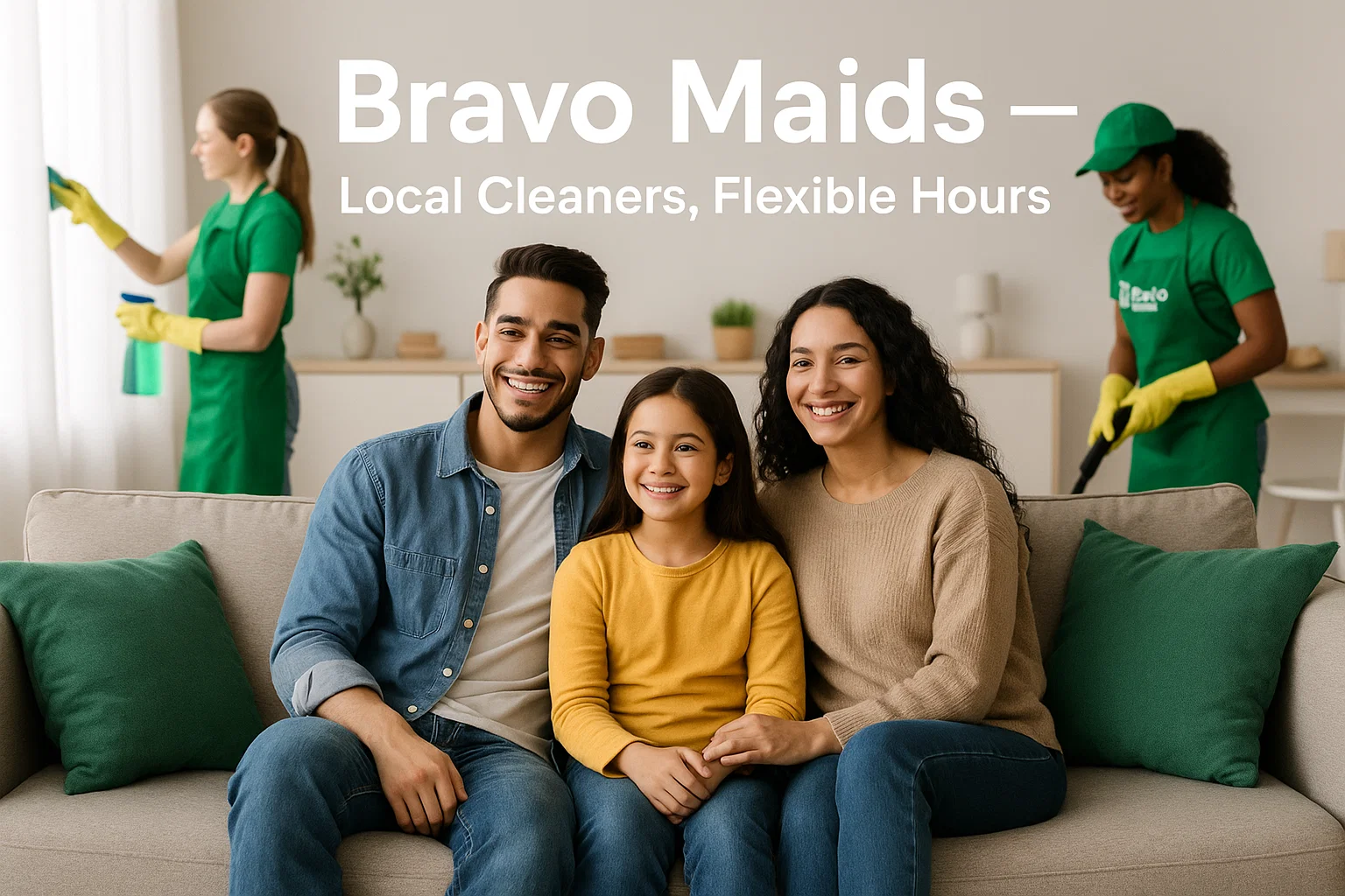 Family enjoying clean home after Bravo Maids flexible cleaning in San Diego