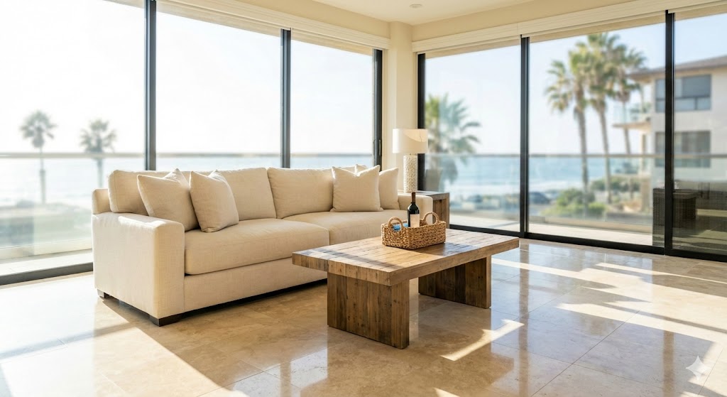 Perfectly staged vacation rental bedroom in San Diego ready for guests