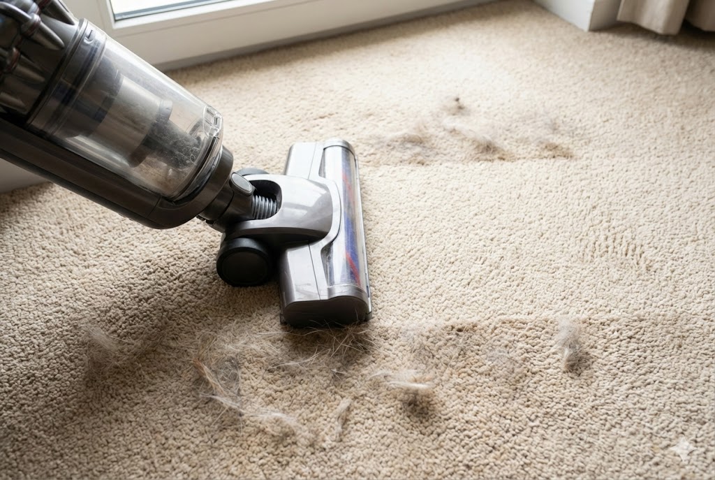 Vacuum cleaning carpet lines removing pet hair
